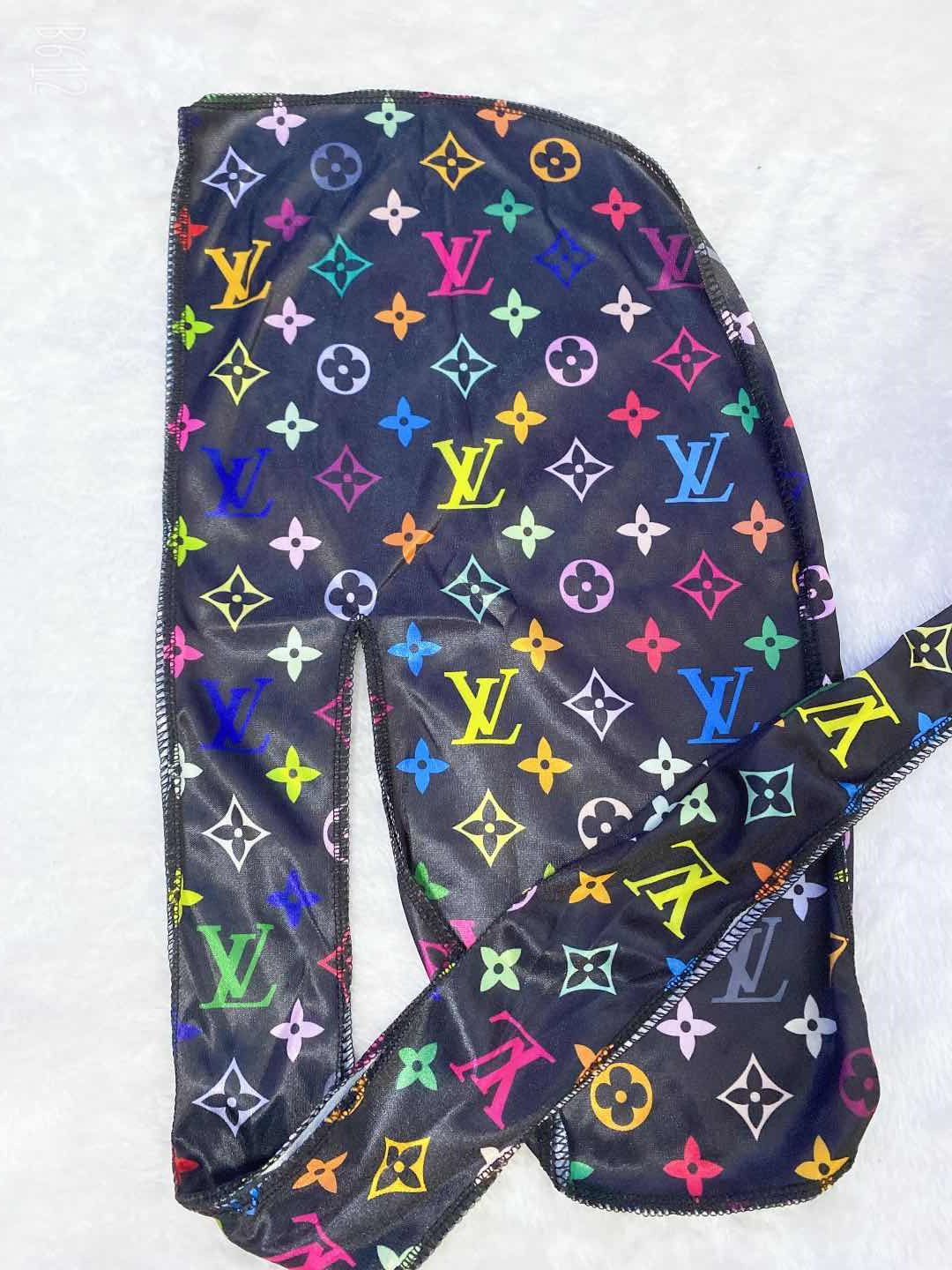 LV Rainbow Black Designer Inspired Durag