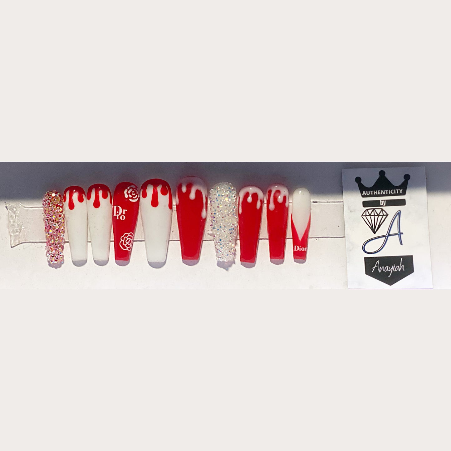 "Red Drip" - Press On Nails