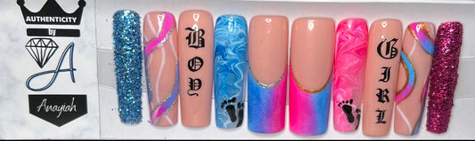 "Gender Reveal" SET 2 - Press On Nails