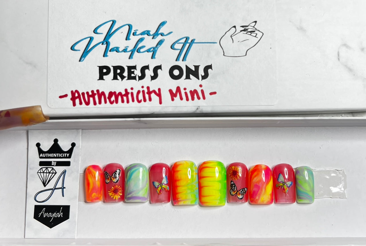 "Rainbow Butterfly" - A. Pre-Teen Press On Nails