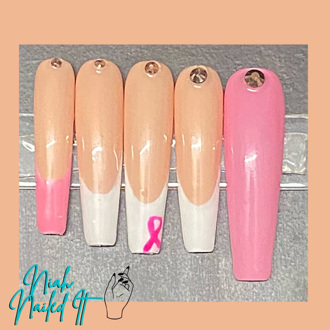 "Breast Cancer Awareness" - Press On Nails